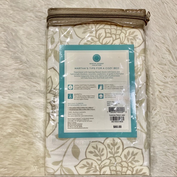 Martha Stewart Delight Floral Flannel  Sham new - Picture 3 of 4